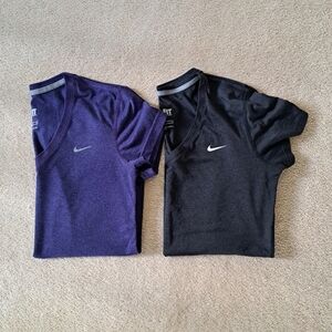 Nike Dri-fit Tees | Set Of 2 | V-neck T-shirts Black Purple Size Medium Tops